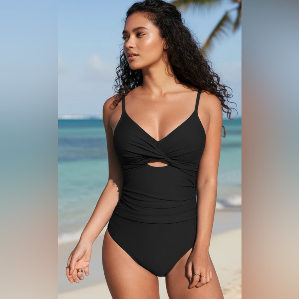 NWT  Cupshe Elegant Black One-Piece Swimsuit